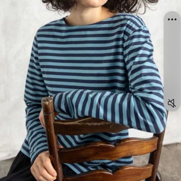 Gudren Sjoden XL Blue BeigeStriped Long Sleeve Top - Picture 5 of 13